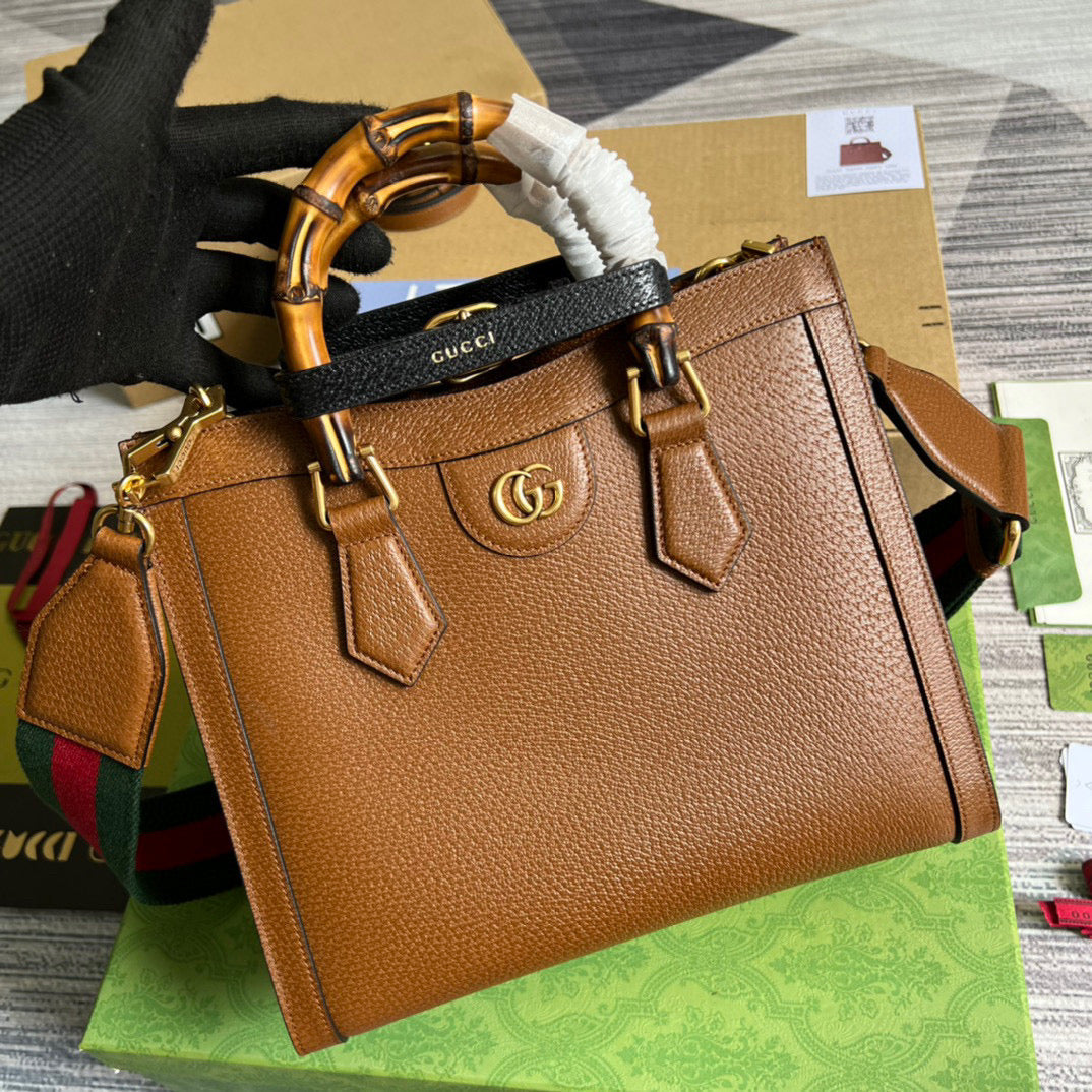 Gucci 702721 Diana Small Tote Bag Brown leather - Default Title - View 1