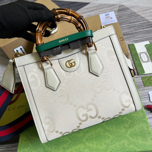 Gucci 702721 Diana Small Tote Bag GG white leather - Default Title - View 1
