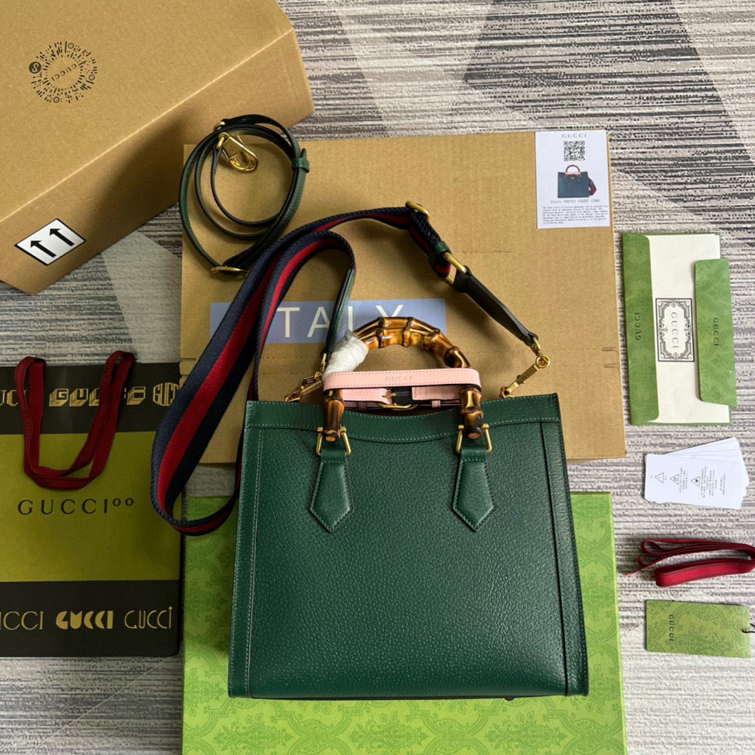 Gucci 702721 Diana Small Tote Bag Green leather