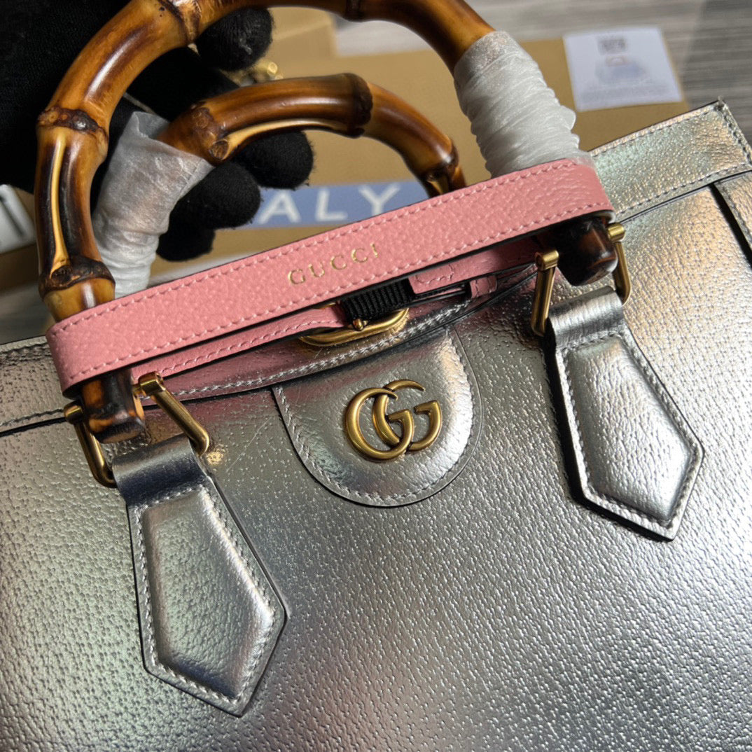 Gucci 702721 Diana Small Tote Bag Silver - Default Title - View 5