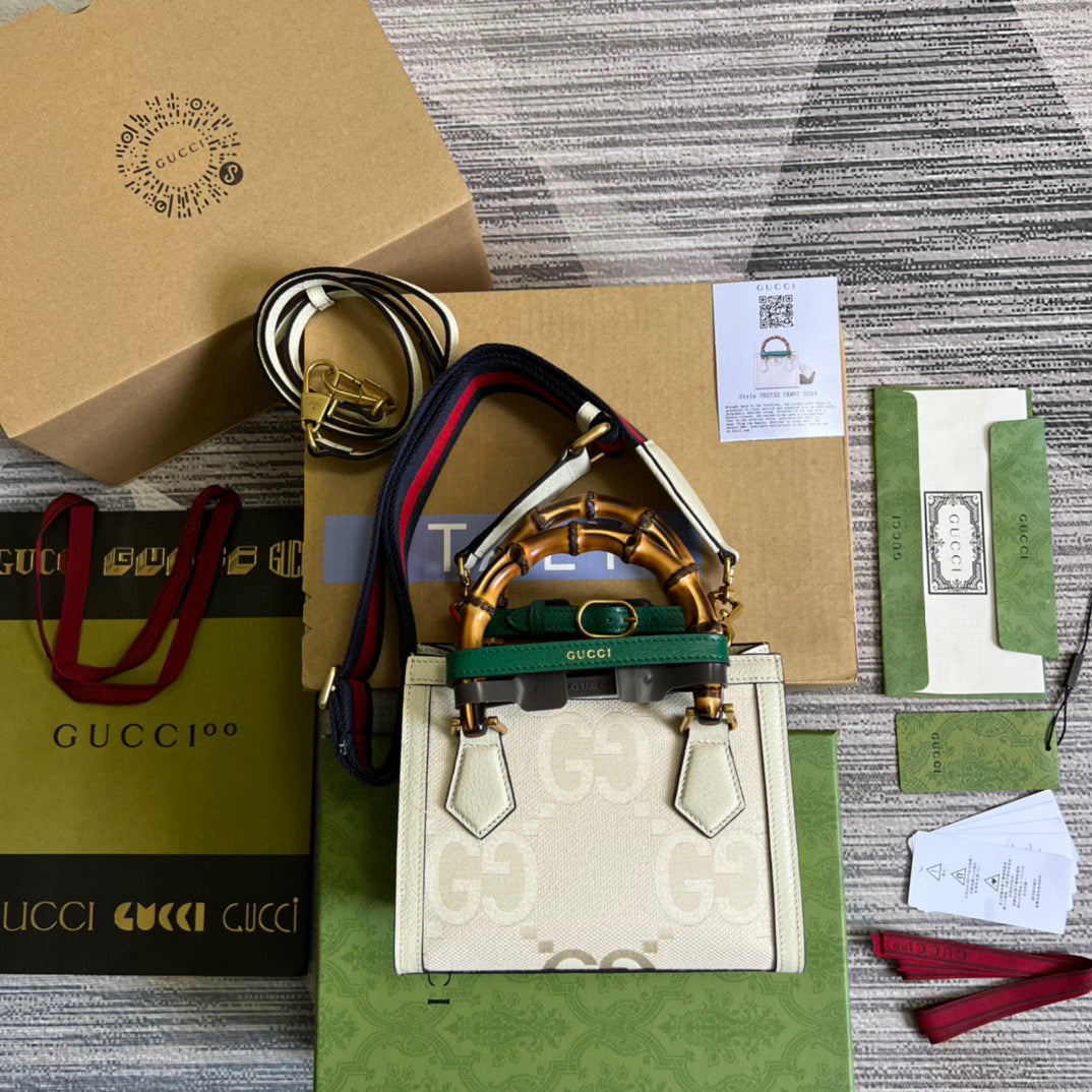 Gucci 702732 Diana Mini Tote Bag White - Default Title - View 3