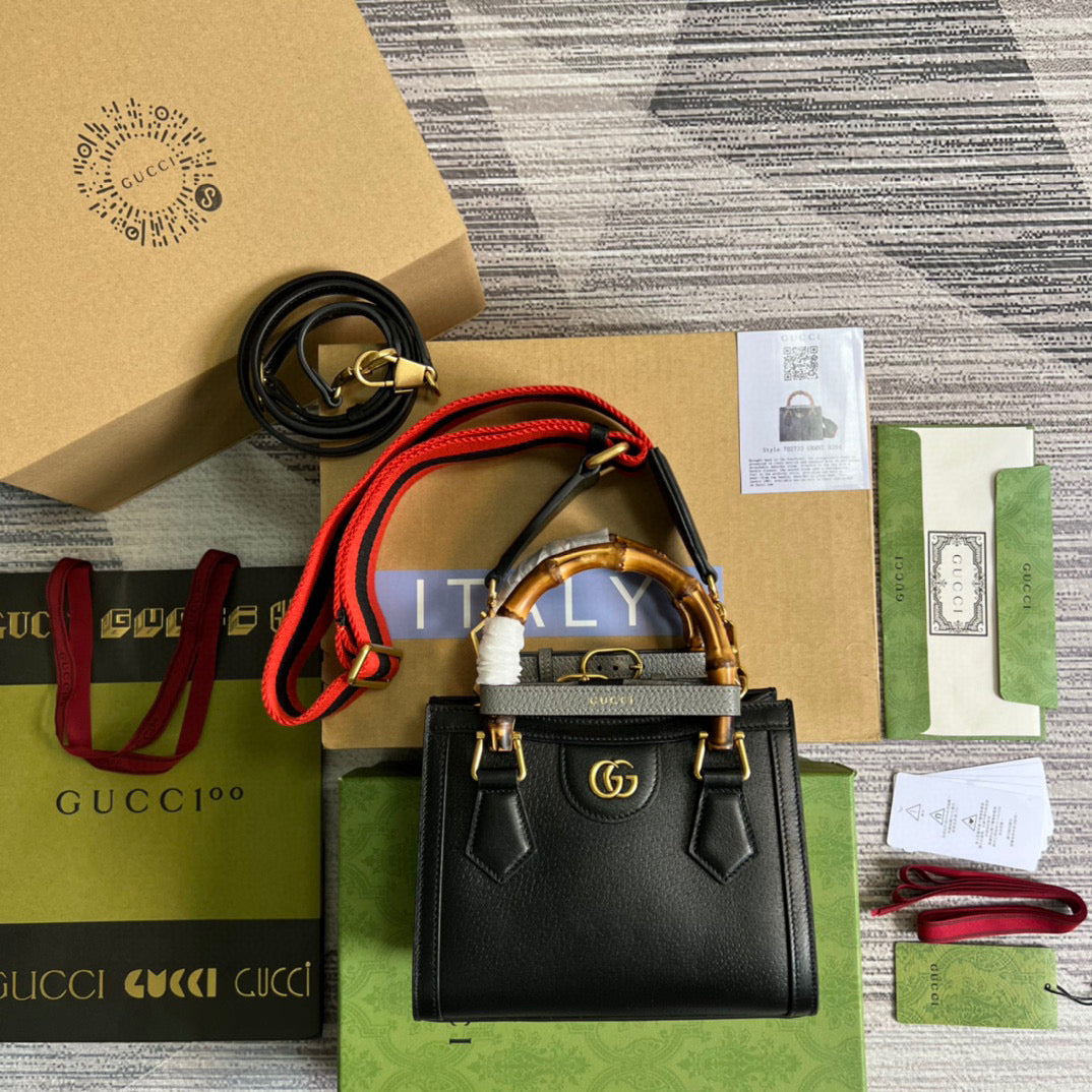 Gucci 702732 Gucci Diana Mini Tote Bag Black leather - Default Title - View 4