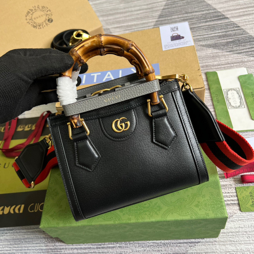 Gucci 702732 Gucci Diana Mini Tote Bag Black leather - Default Title - View 1