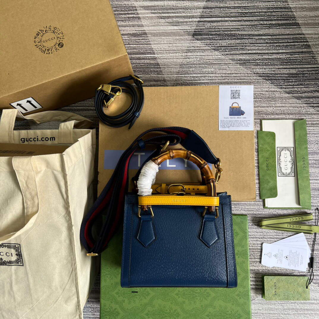 Gucci 702732 Gucci Diana Mini Tote Bag Blue