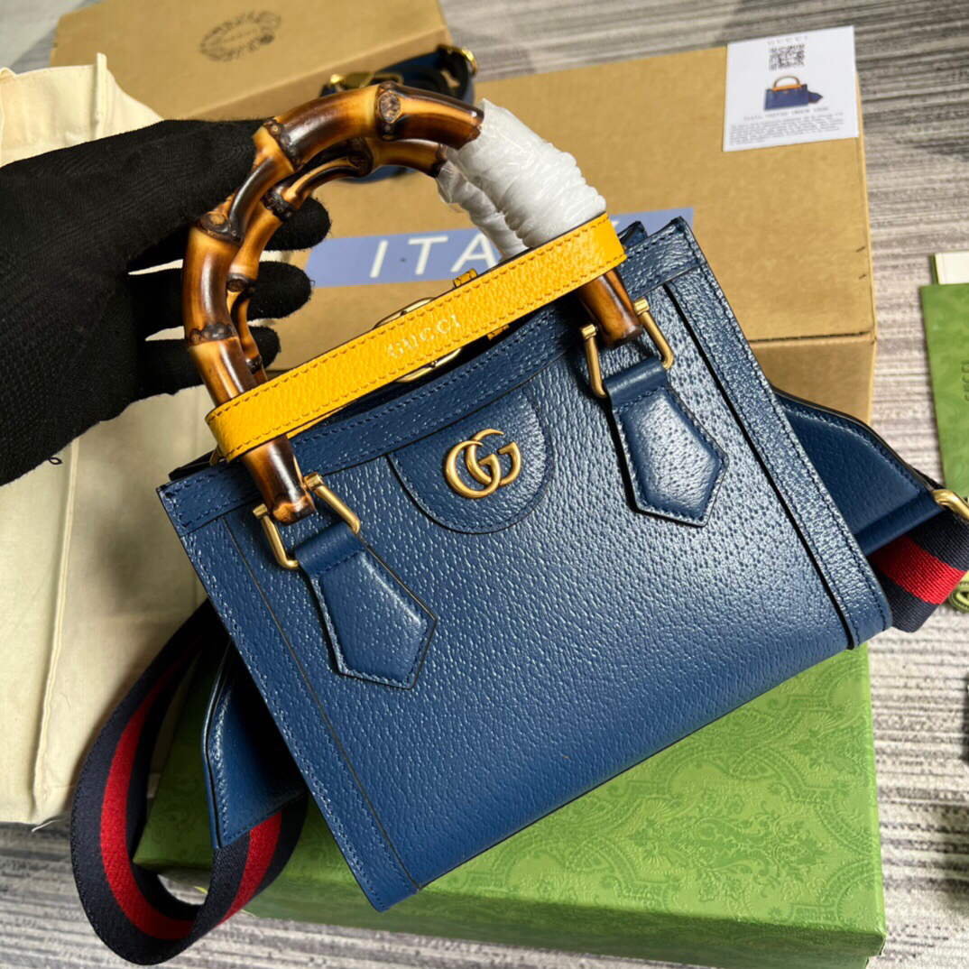 Gucci 702732 Gucci Diana Mini Tote Bag Blue - Default Title - View 1