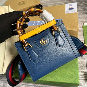 Gucci 702732 Gucci Diana Mini Tote Bag Blue - Default Title - View 1