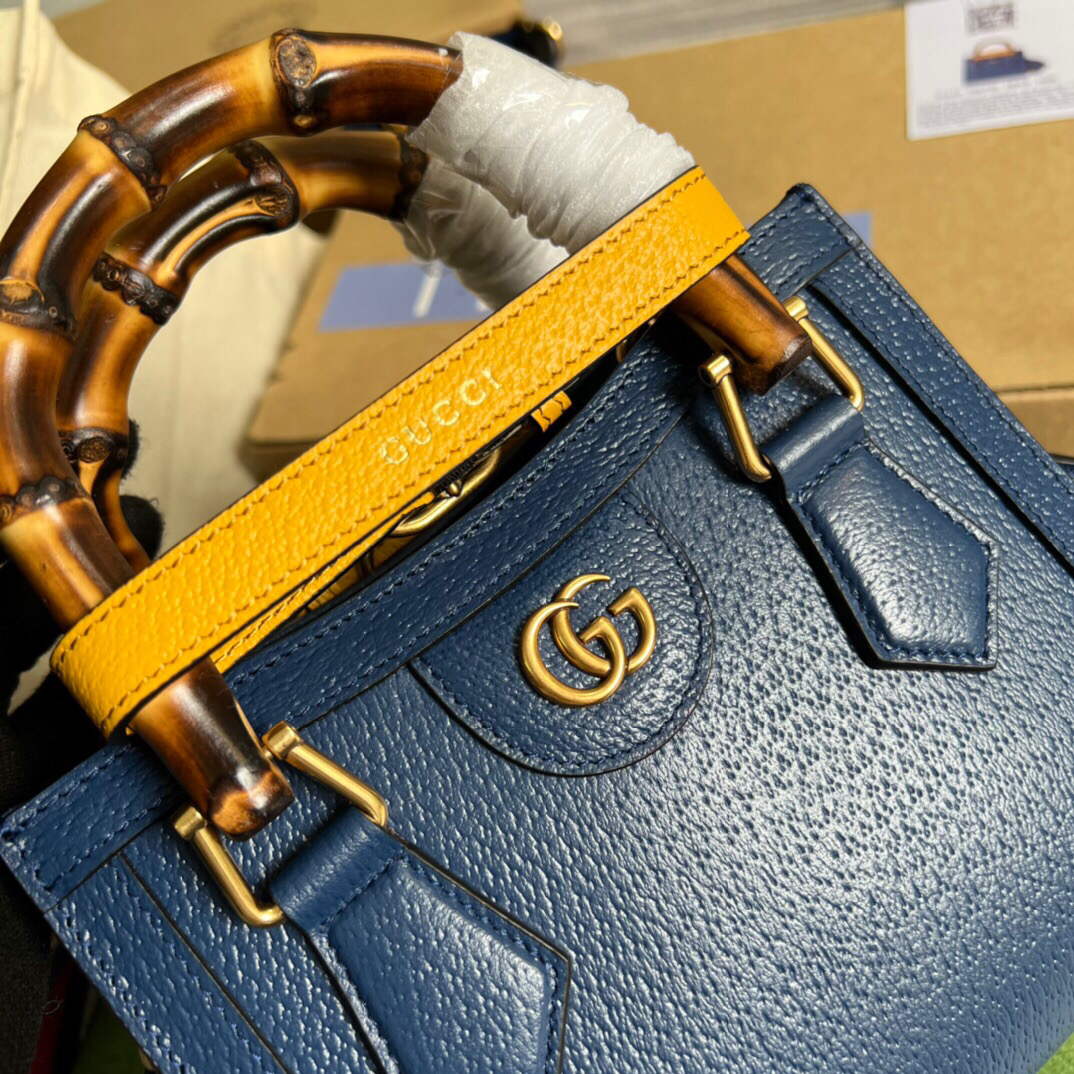 Gucci 702732 Gucci Diana Mini Tote Bag Blue - Default Title - View 5