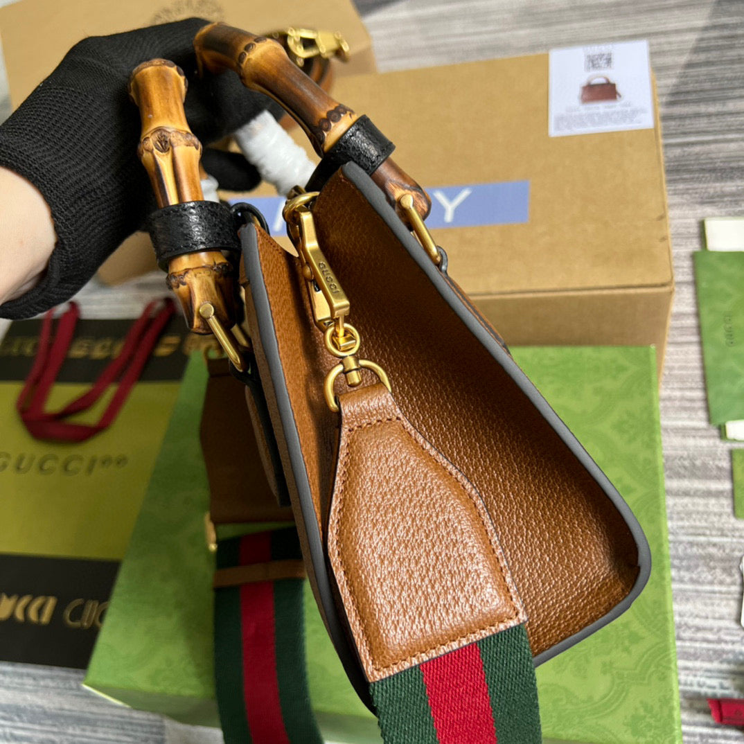 Gucci 702732 Gucci Diana Mini Tote Bag Brown leather