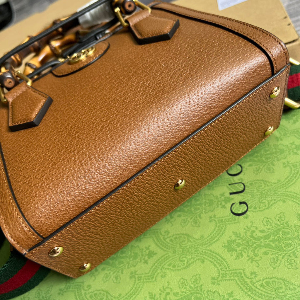 Gucci 702732 Gucci Diana Mini Tote Bag Brown leather