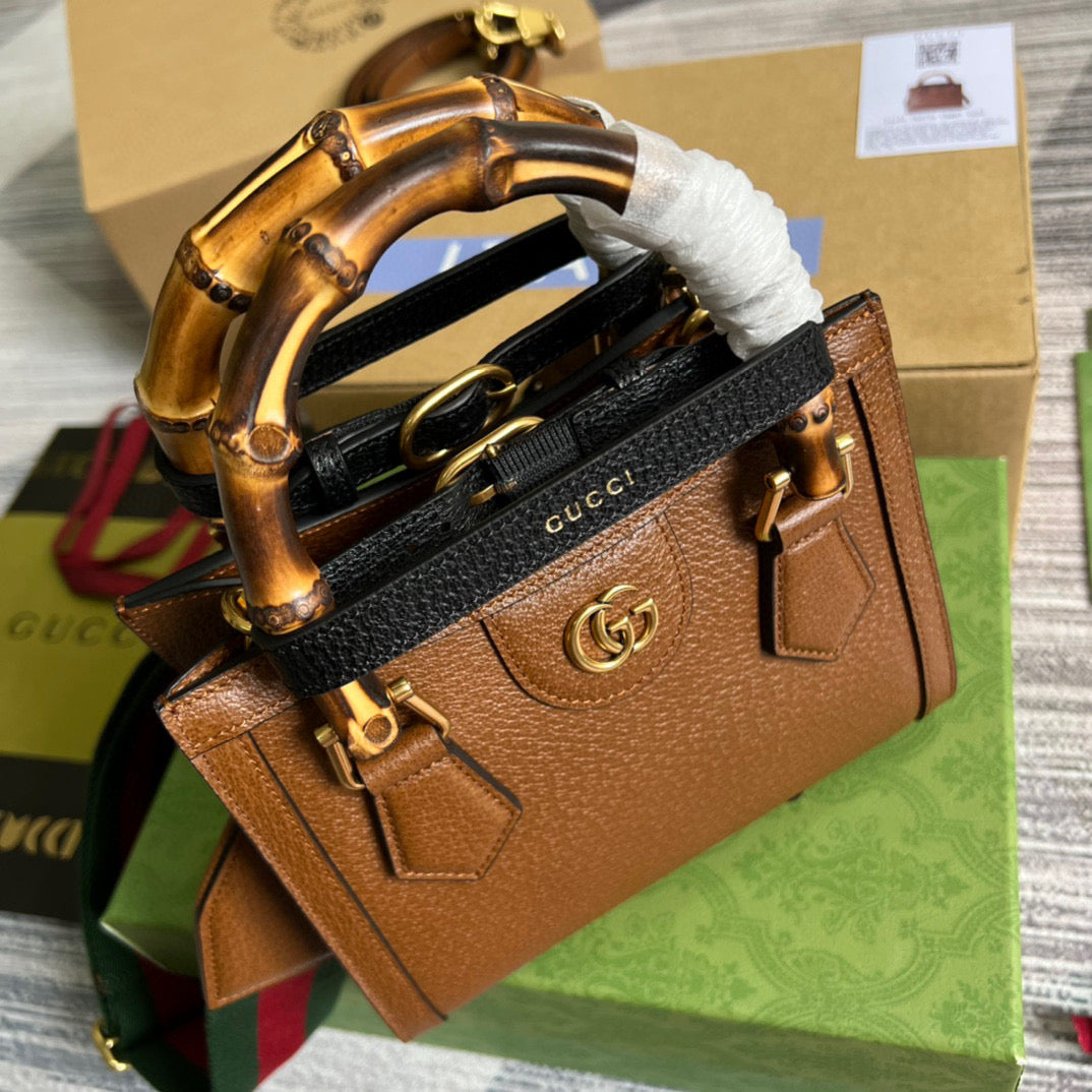 Gucci 702732 Gucci Diana Mini Tote Bag Brown leather - Default Title - View 7