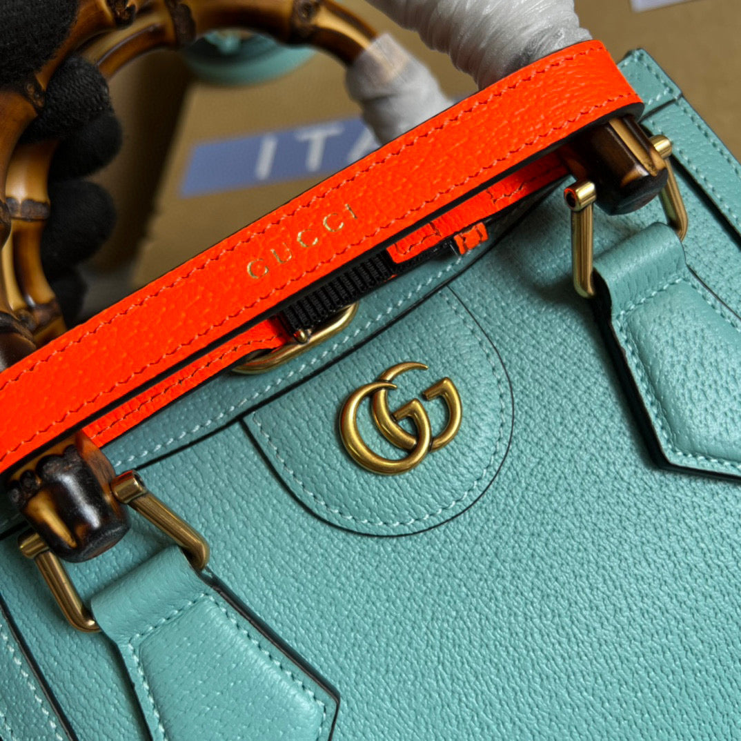 Gucci 702732 Gucci Diana Mini Tote Bag Light blue leather