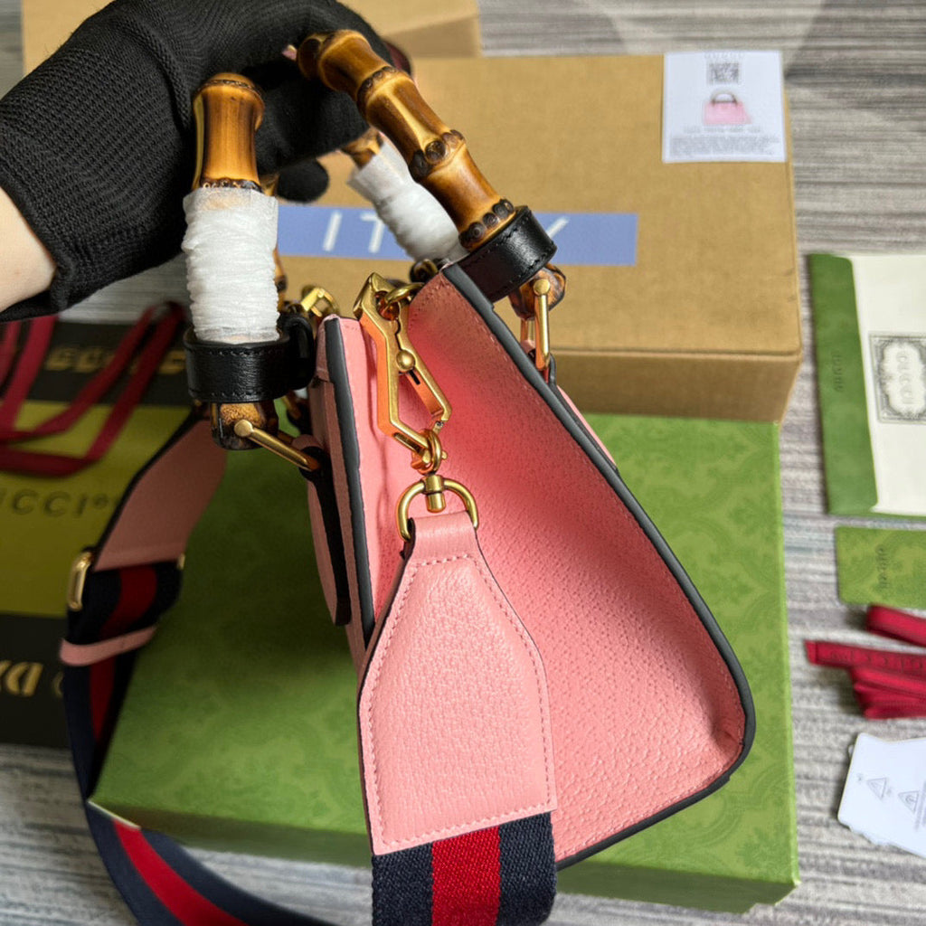 Gucci 702732 Gucci Diana Mini Tote Bag Pink leather