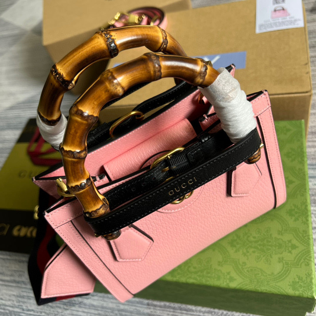 Gucci 702732 Gucci Diana Mini Tote Bag Pink leather