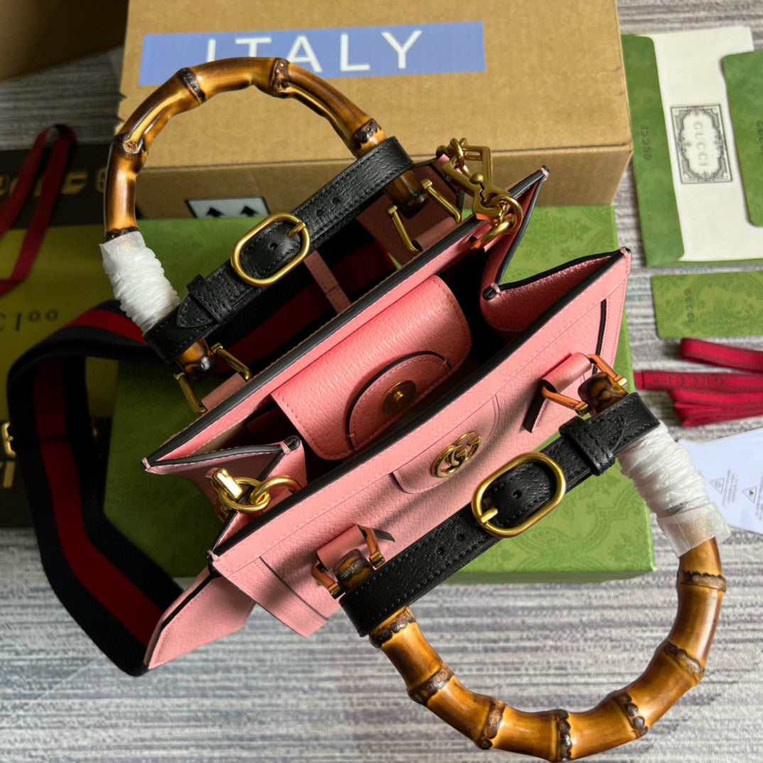 Gucci 702732 Gucci Diana Mini Tote Bag Pink leather