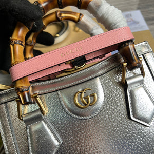 Gucci 702732 Gucci Diana Mini Tote Bag Silver - Default Title - View 5