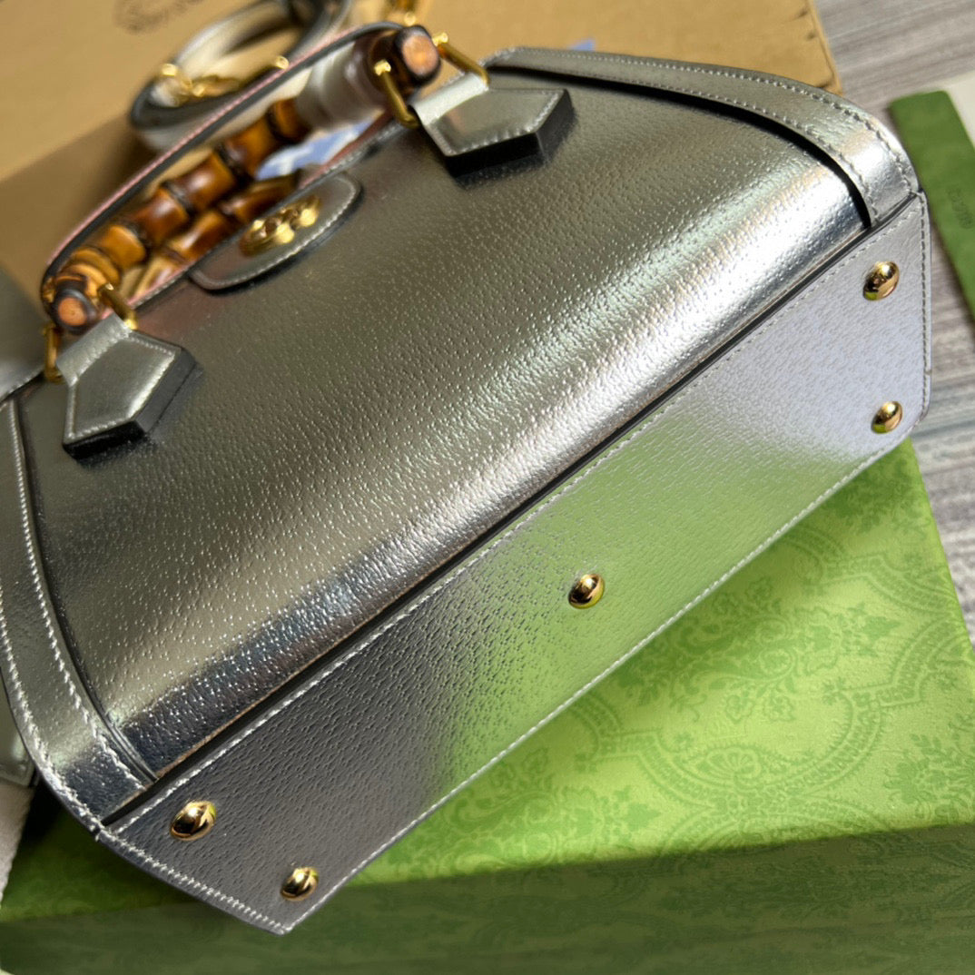 Gucci 702732 Gucci Diana Mini Tote Bag Silver