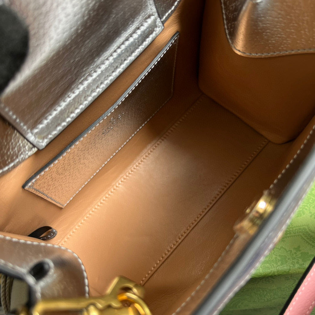 Gucci 702732 Gucci Diana Mini Tote Bag Silver