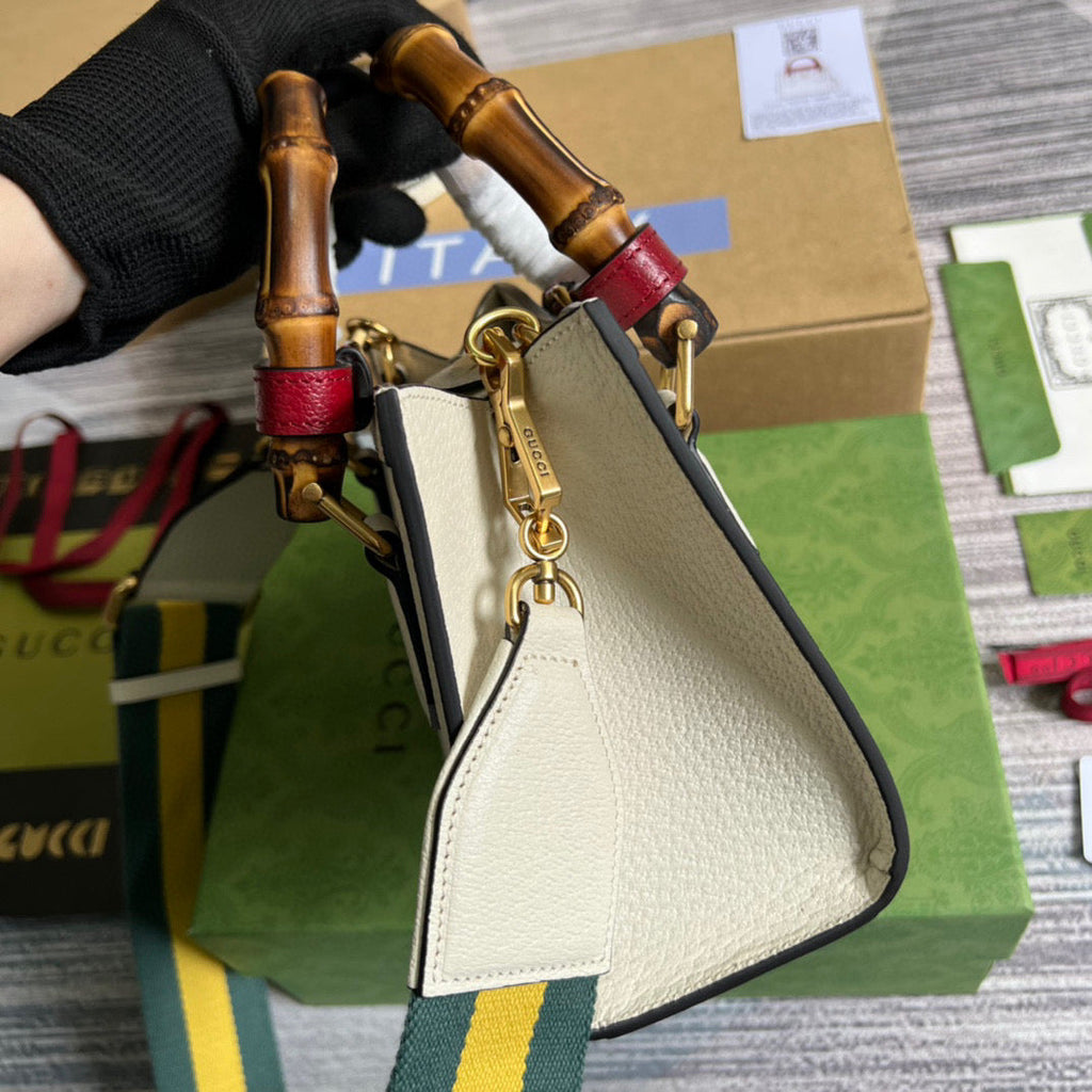 Gucci 702732 Gucci Diana Mini Tote Bag White leather