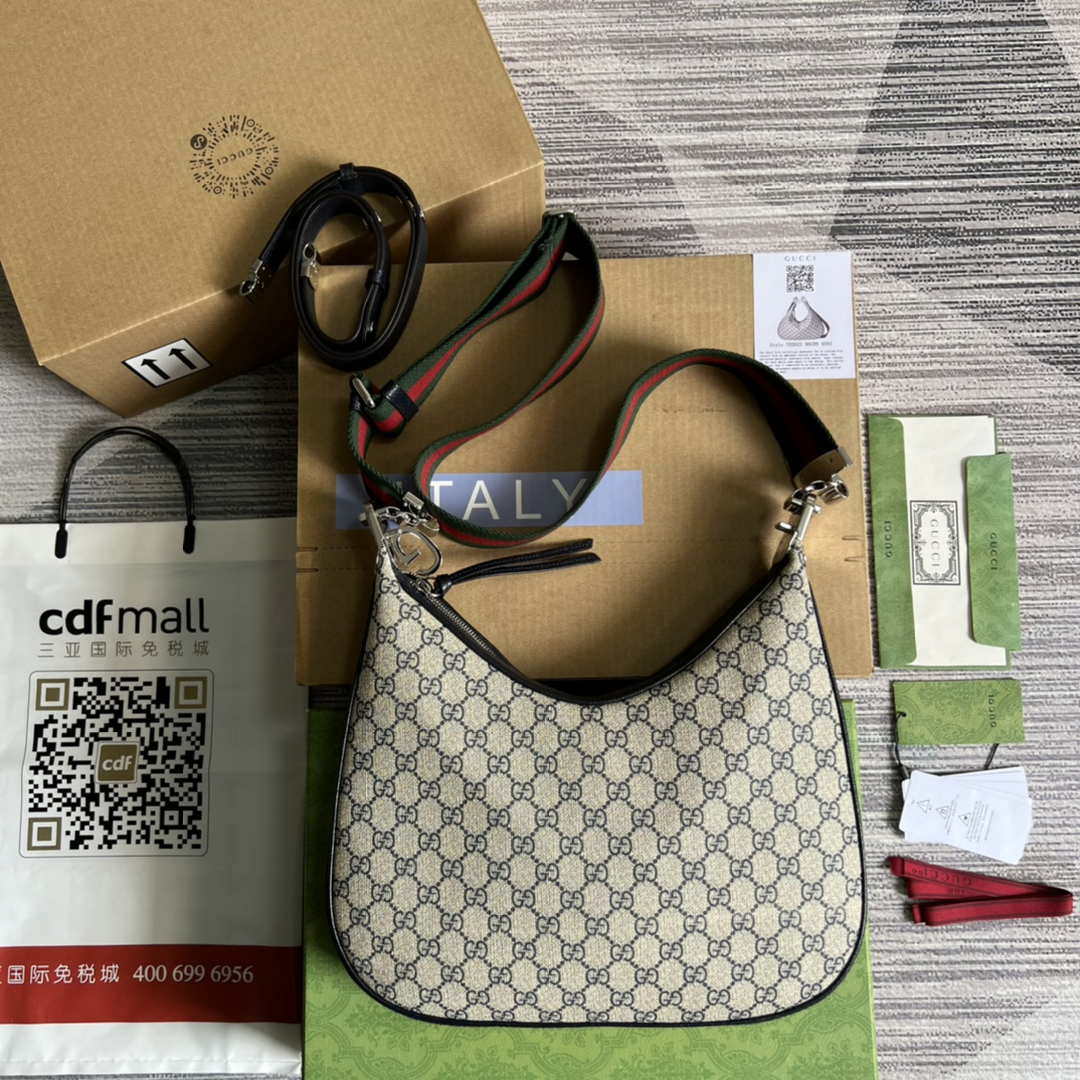 Gucci 702823 Gucci Attache large shoulder bag Beige and blue - Default Title - View 1