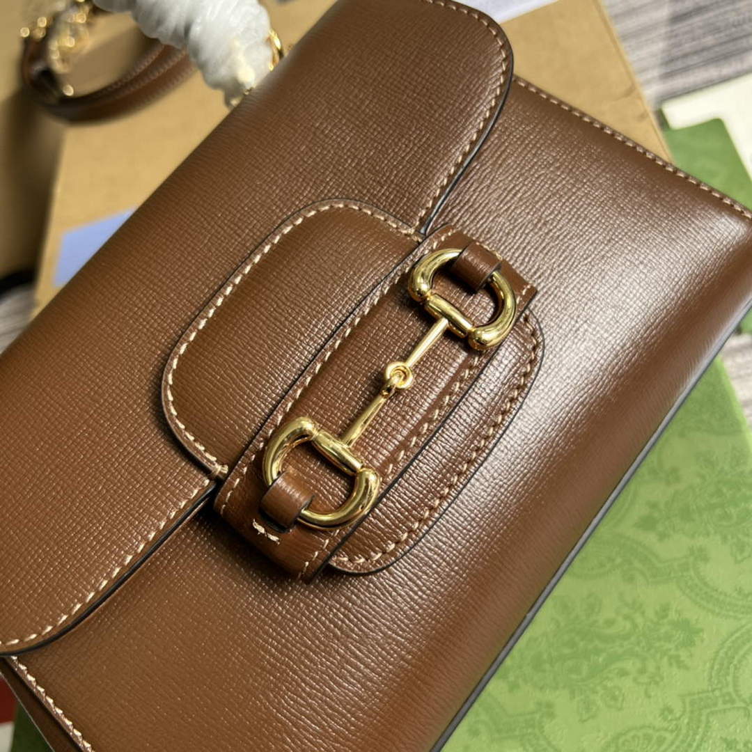 Gucci 703848 Gucci Horsebit 1955 Mini Bag Brown - Default Title - View 5