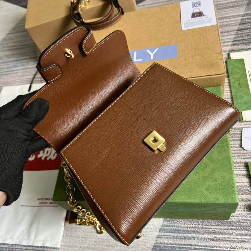 Gucci 703848 Gucci Horsebit 1955 Mini Bag Brown
