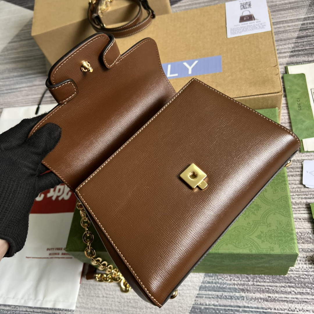 Gucci 703848 Gucci Horsebit 1955 Mini Bag Brown - Default Title - View 7