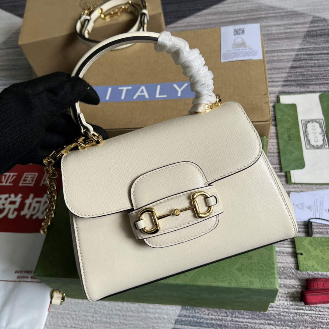 Gucci 703848 Gucci Horsebit 1955 Mini Bag White