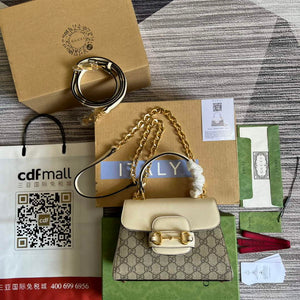 Gucci 703848 Gucci Horsebit 1955 Mini Bag Beige White - Default Title - View 2