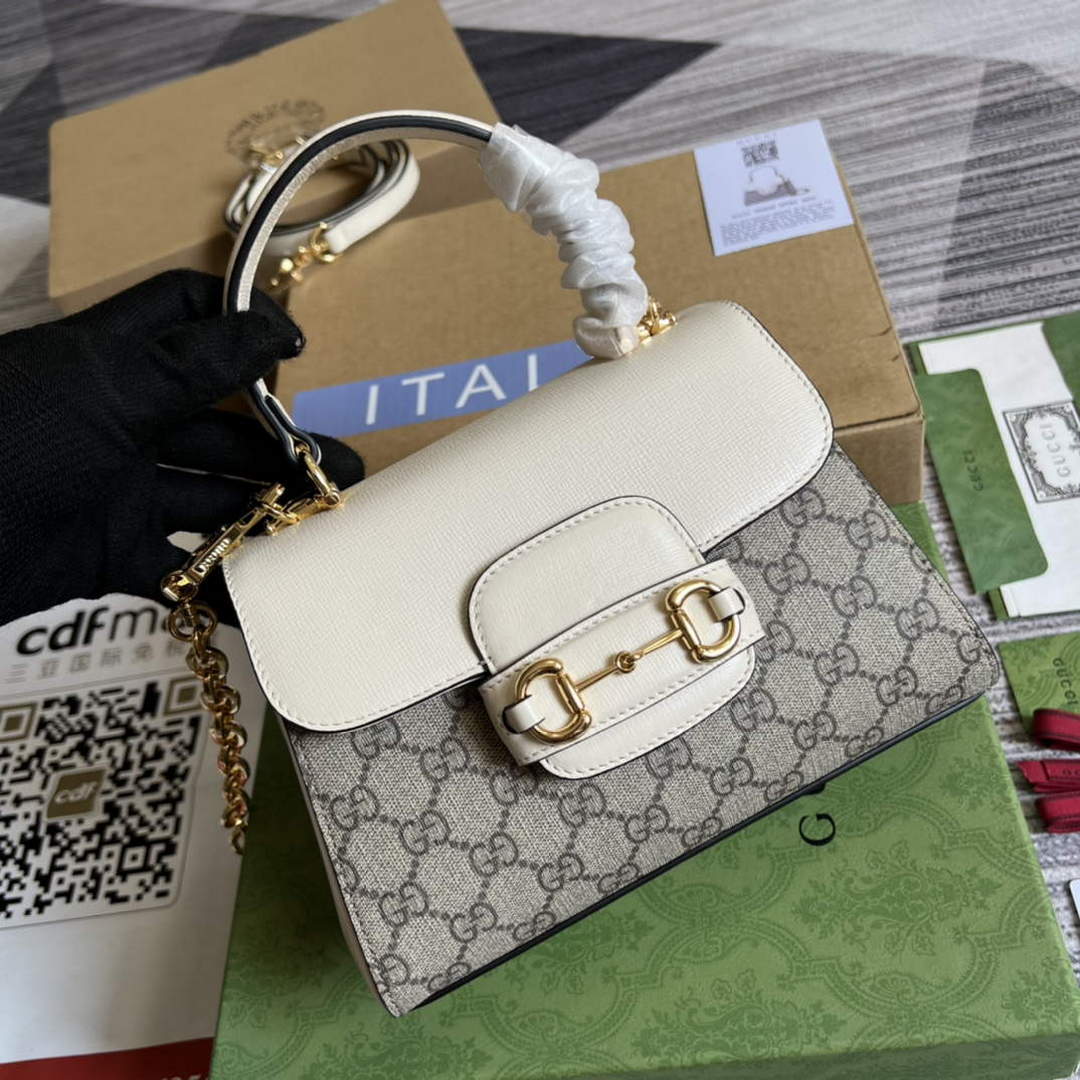 Gucci 703848 Gucci Horsebit 1955 Mini Bag Beige White - Default Title - View 1