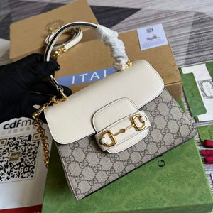 Gucci 703848 Gucci Horsebit 1955 Mini Bag Beige White - Default Title - View 1