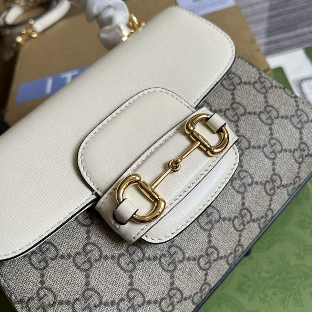 Gucci 703848 Gucci Horsebit 1955 Mini Bag Beige White - Default Title - View 5