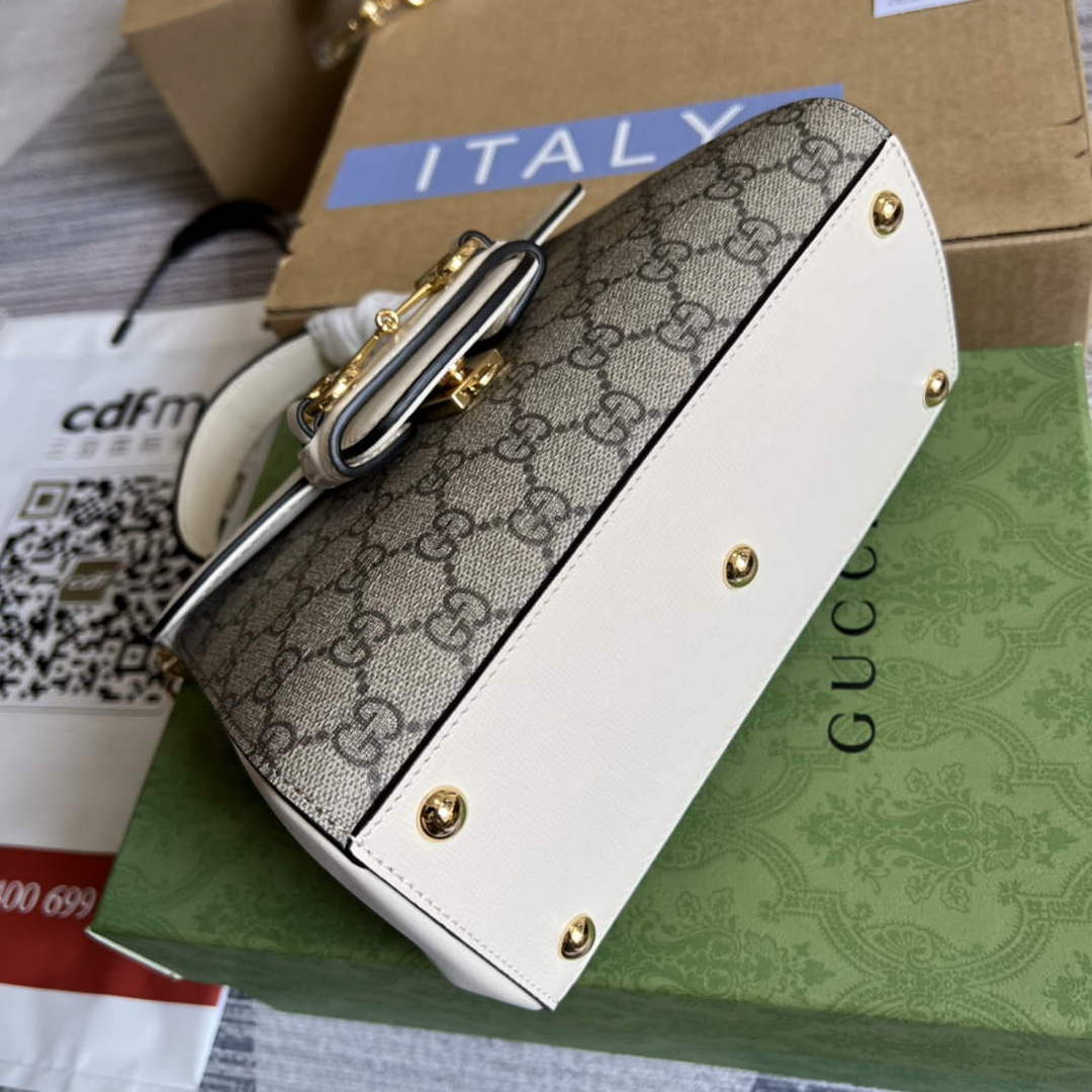 Gucci 703848 Gucci Horsebit 1955 Mini Bag Beige White - Default Title - View 6