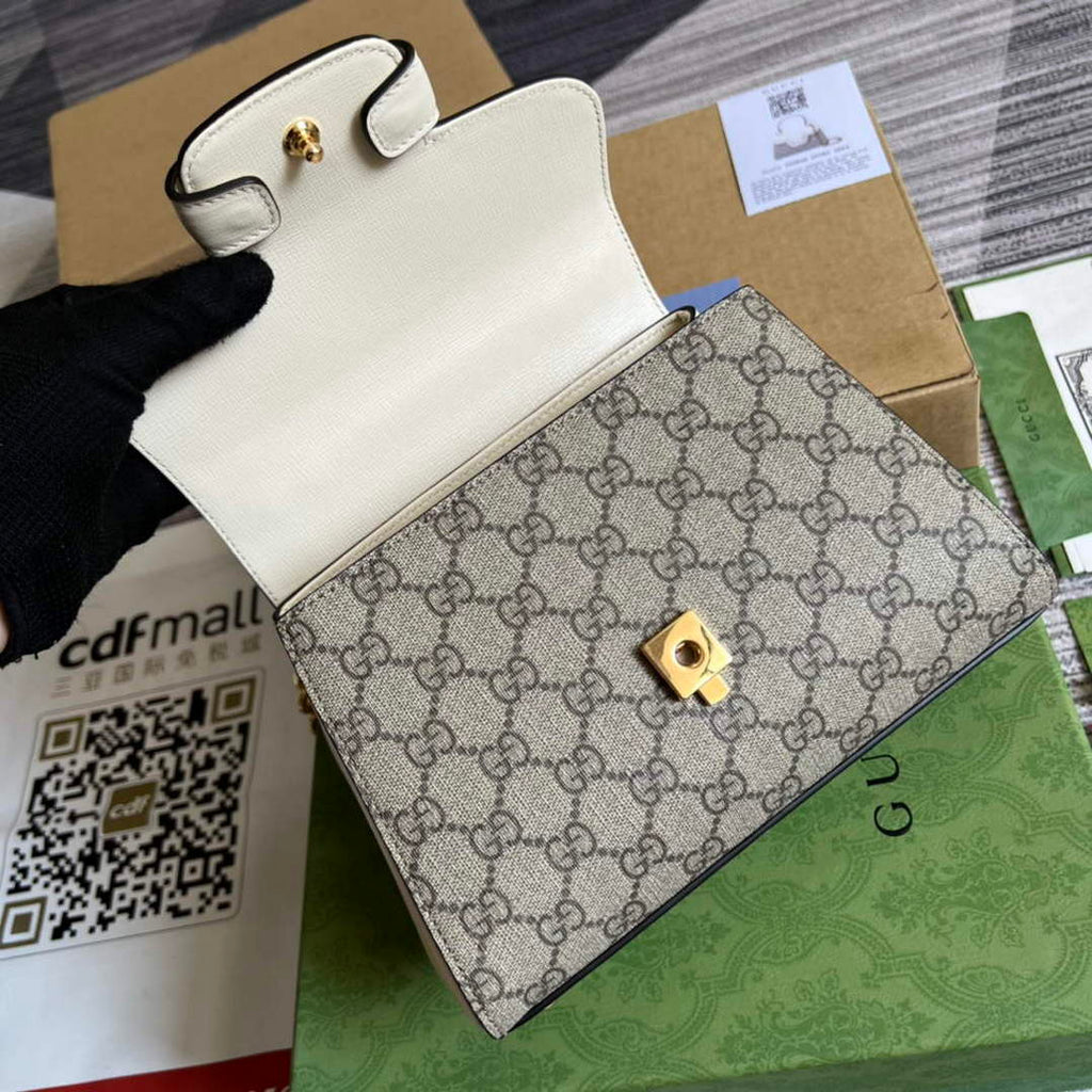 Gucci 703848 Gucci Horsebit 1955 Mini Bag Beige White