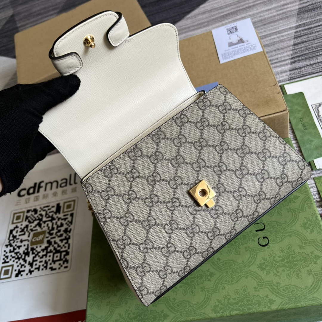Gucci 703848 Gucci Horsebit 1955 Mini Bag Beige White