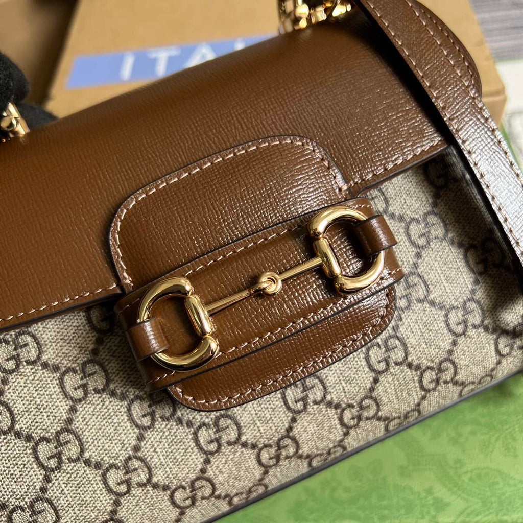 Gucci 703848 Gucci Horsebit 1955 Mini Bag Beige brown
