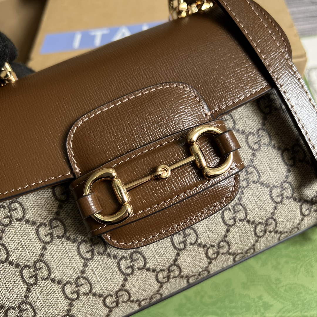 Gucci 703848 Gucci Horsebit 1955 Mini Bag Beige brown - Default Title - View 5