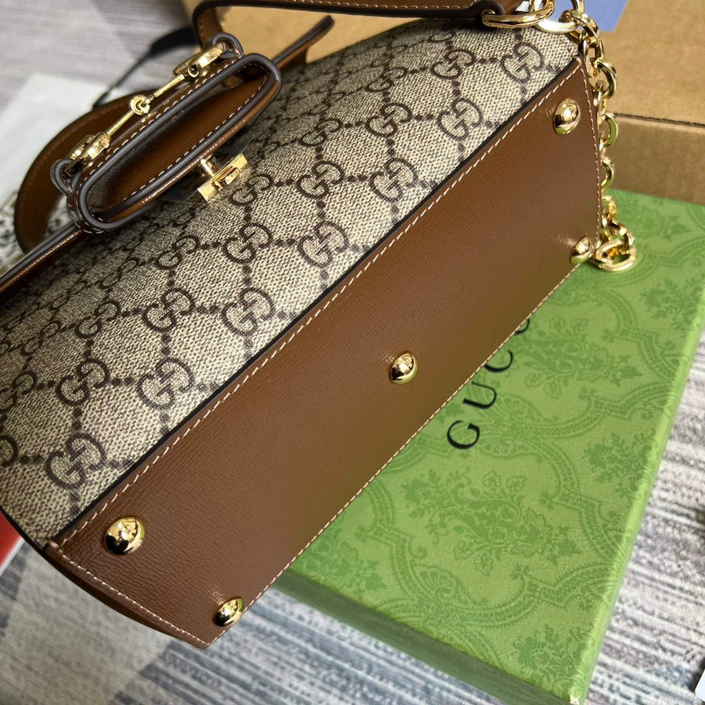 Gucci 703848 Gucci Horsebit 1955 Mini Bag Beige brown