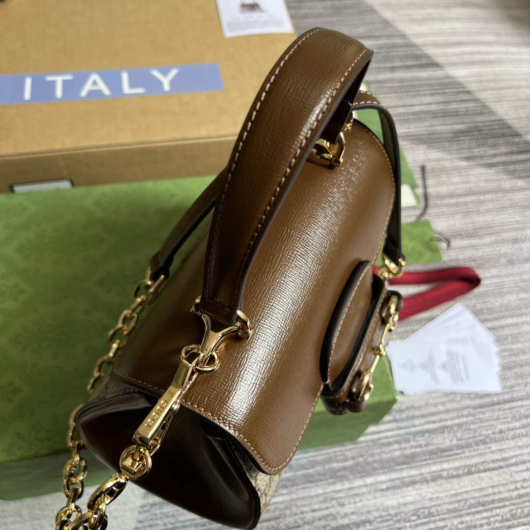 Gucci 703848 Gucci Horsebit 1955 Mini Bag Beige brown - Default Title - View 7