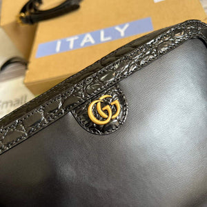 Gucci 710861 Crocodile shoulder bag with Double G Black - Default Title - View 5