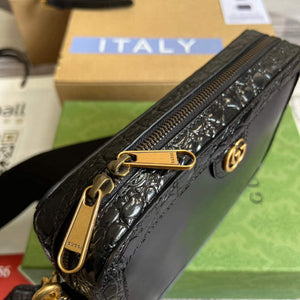 Gucci 710861 Crocodile shoulder bag with Double G Black - Default Title - View 7