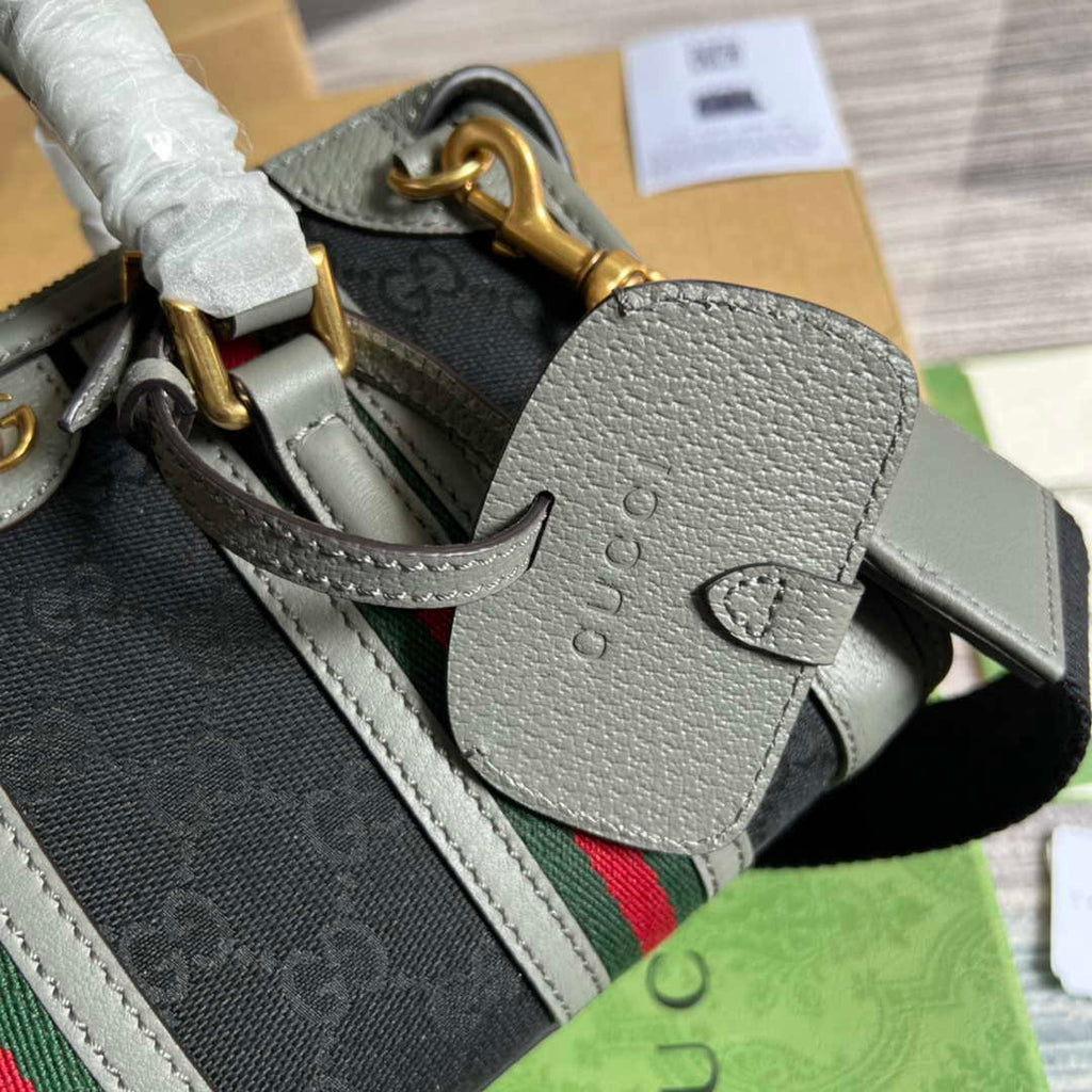 Gucci 715771 Mini canvas top handle bag Gray and Black Original GG canvas