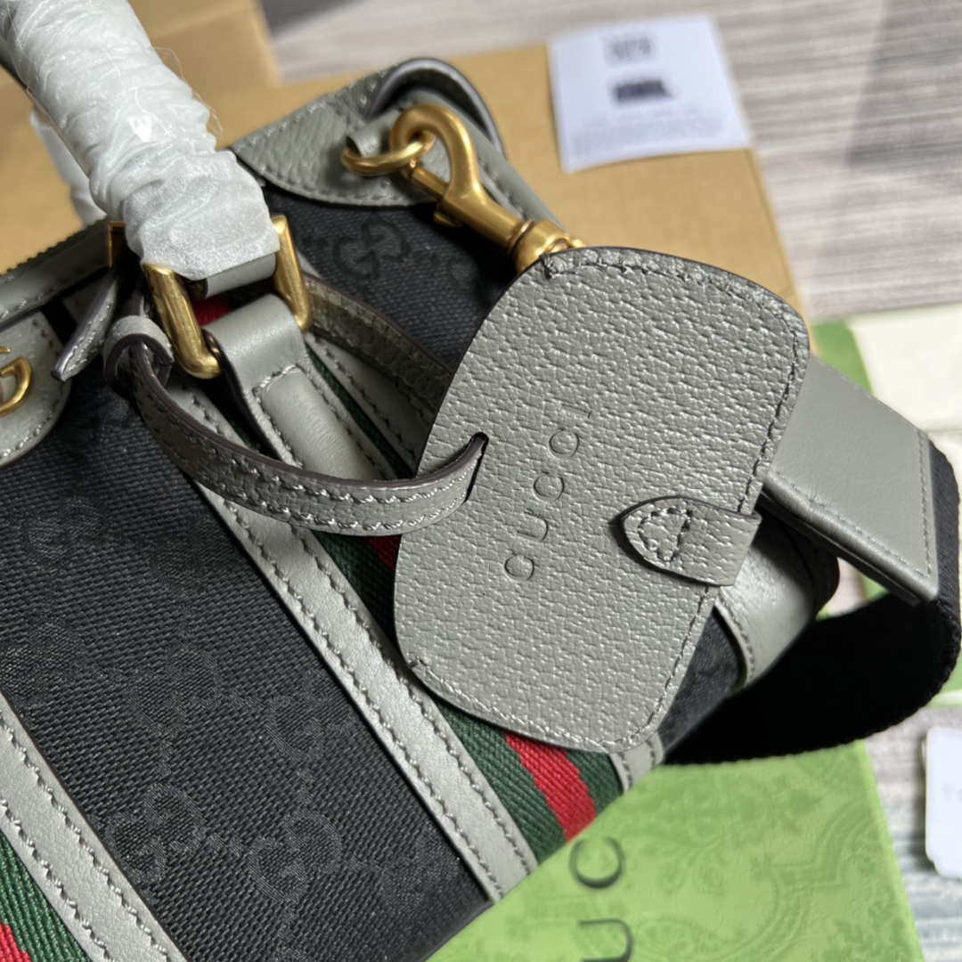 Gucci 715771 Mini canvas top handle bag Gray and Black Original GG canvas