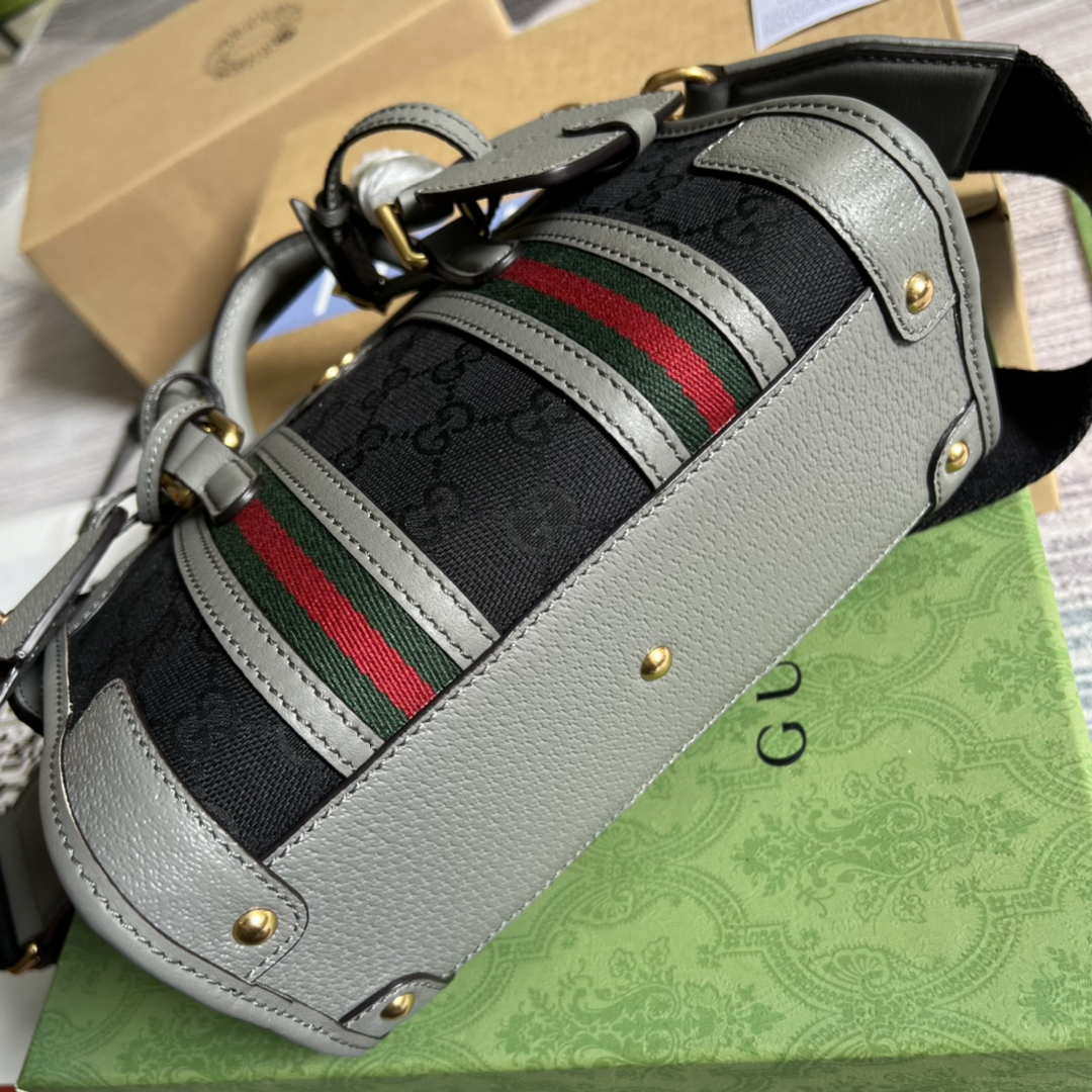 Gucci 715771 Mini canvas top handle bag Gray and Black Original GG canvas