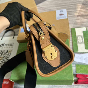 Gucci 715771 Mini canvas top handle bag Light Brown and Black Original GG canvas - Default Title - View 3