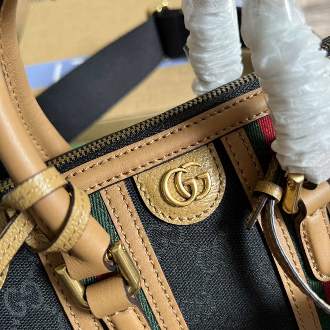 Gucci 715771 Mini canvas top handle bag Light Brown and Black Original GG canvas - Default Title - View 5