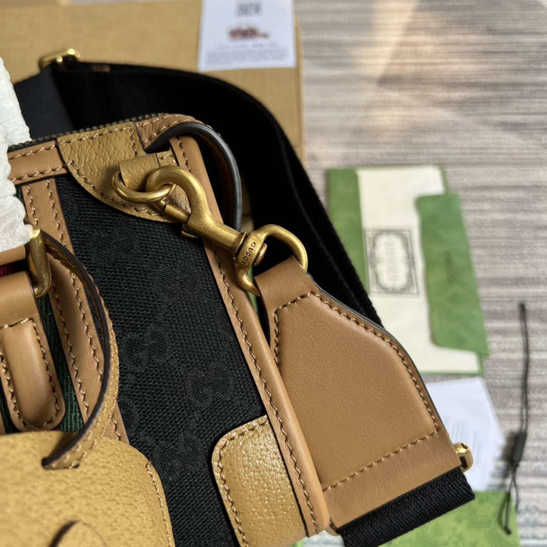 Gucci 715771 Mini canvas top handle bag Light Brown and Black Original GG canvas - Default Title - View 7