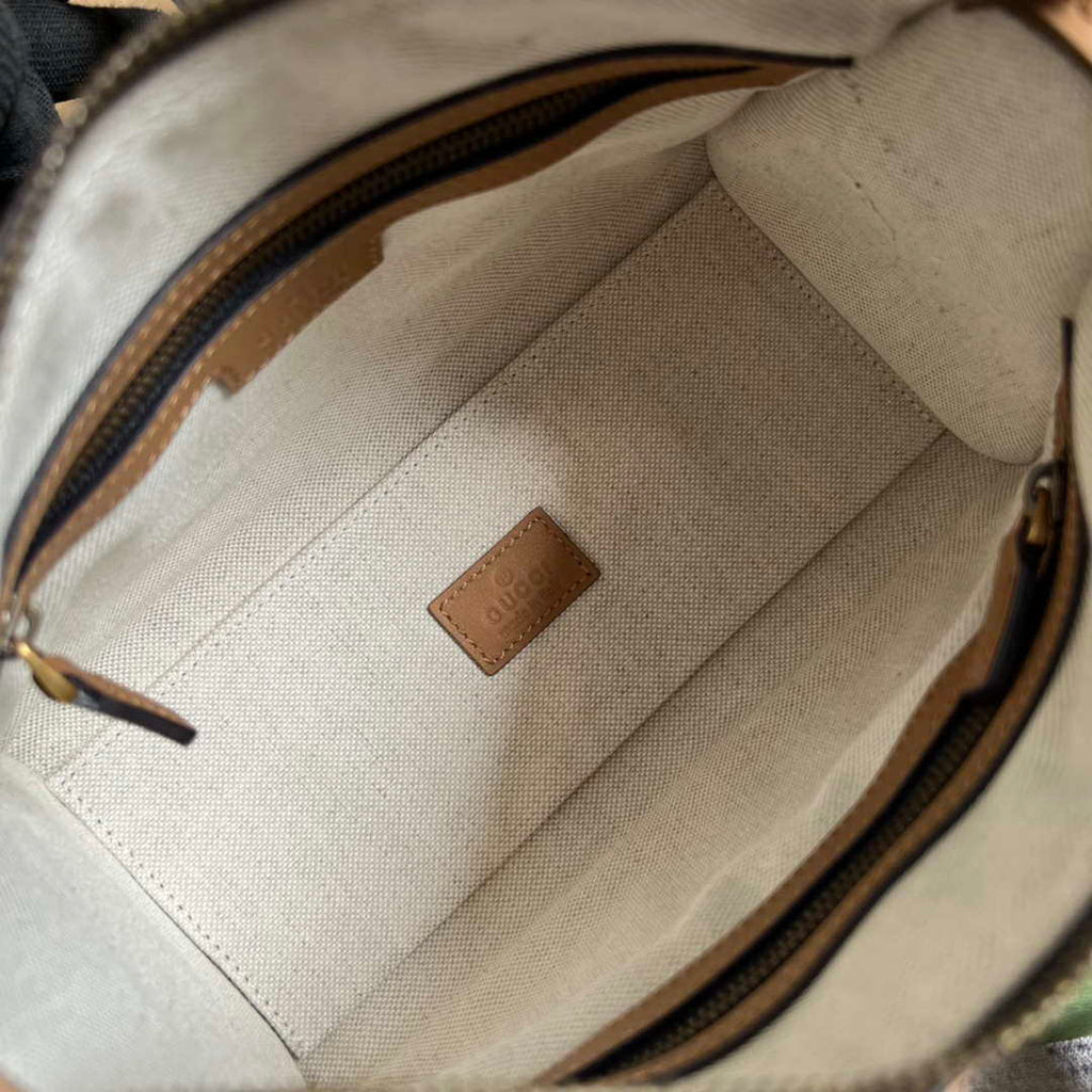 Gucci 715771 Mini canvas top handle bag Light Brown and Black Original GG canvas
