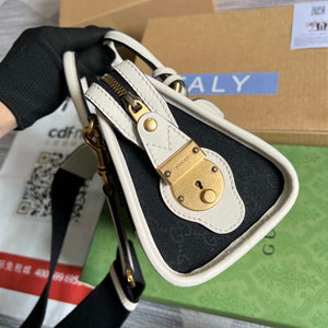 Gucci 715771 Mini canvas top handle bag White and Black Original GG canvas - Default Title - View 3