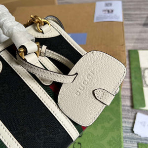 Gucci 715771 Mini canvas top handle bag White and Black Original GG canvas - Default Title - View 6