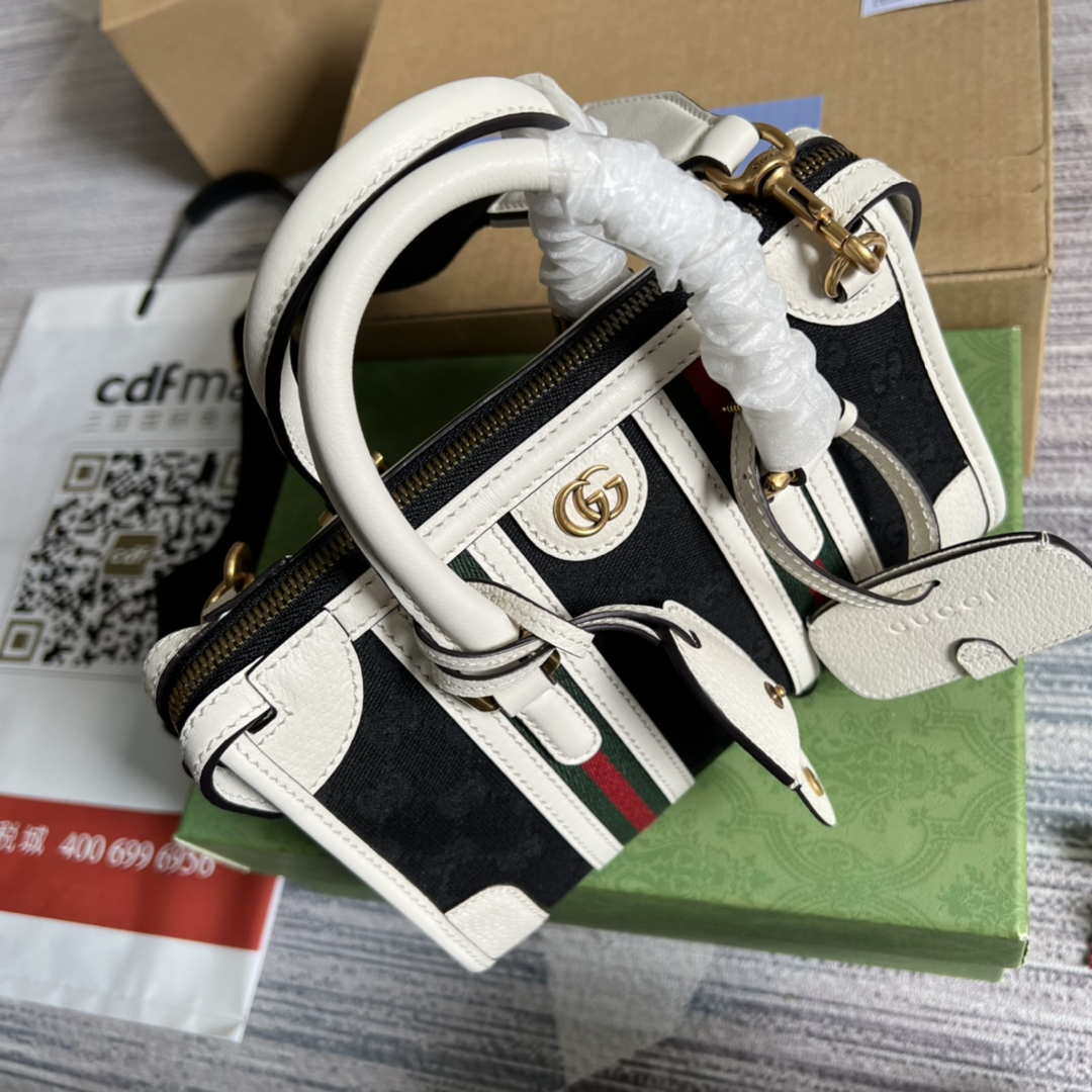 Gucci 715771 Mini canvas top handle bag White and Black Original GG canvas - Default Title - View 7